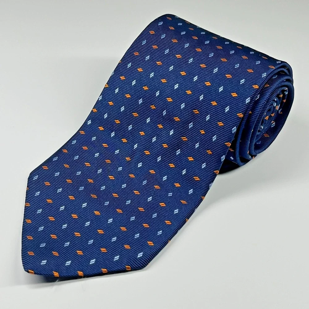 Brooks Brothers 346 Repp‎ Silk Men's Necktie Navy Geometric Colorful Diamonds